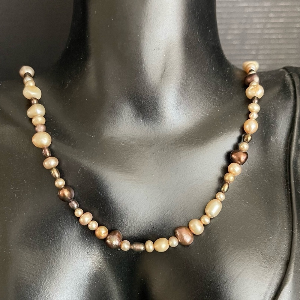 Sterling silver real authentic pearl necklace
